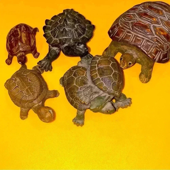 Five Miniature Turtles Collection Some Wooden Some Stone All Very Cute 🐢🐢 - Picture 3 of 16